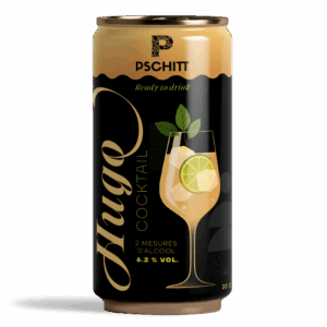 Canette cocktail Hugo, boisson alcoolisée.