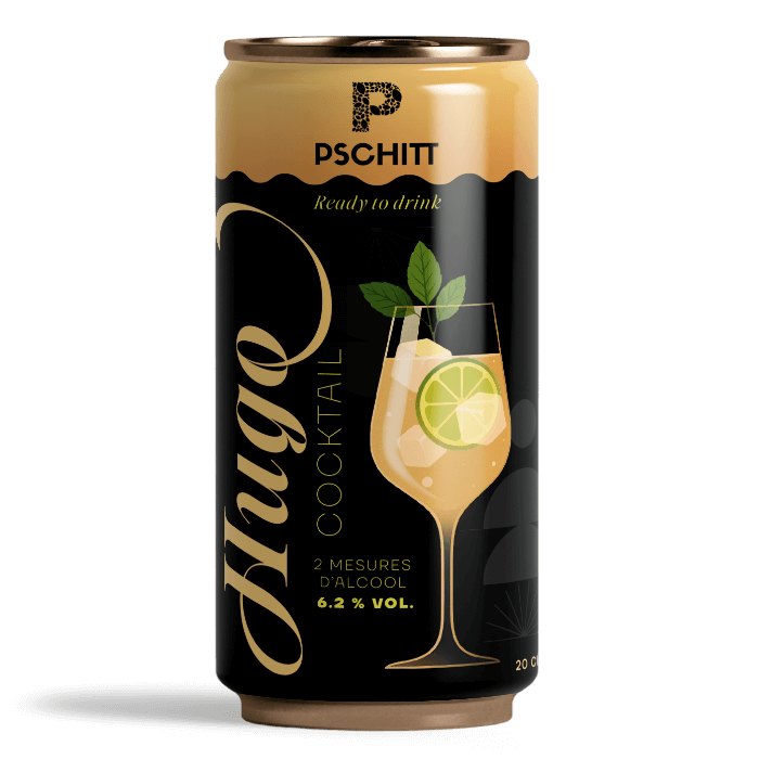 Canette cocktail Hugo, boisson alcoolisée.