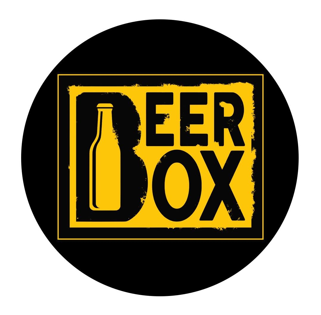 Logo avec bouteille et texte Beer Box.