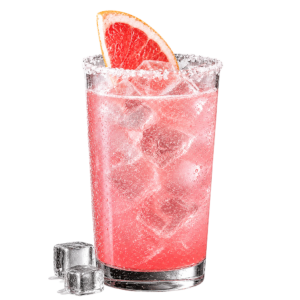 Cocktail rose au pamplemousse avec glaçons et sel