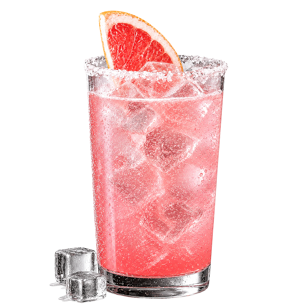 Cocktail rose au pamplemousse avec glaçons et sel